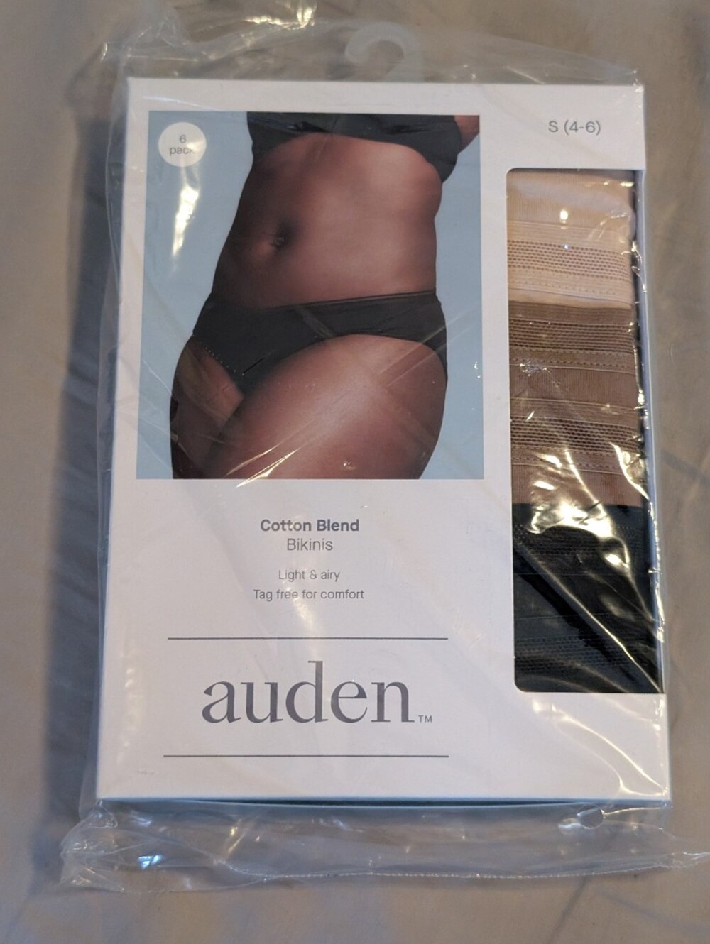 Auden Cotton & Spandex Bikini Panties - Black & Neutral Shades Size Small